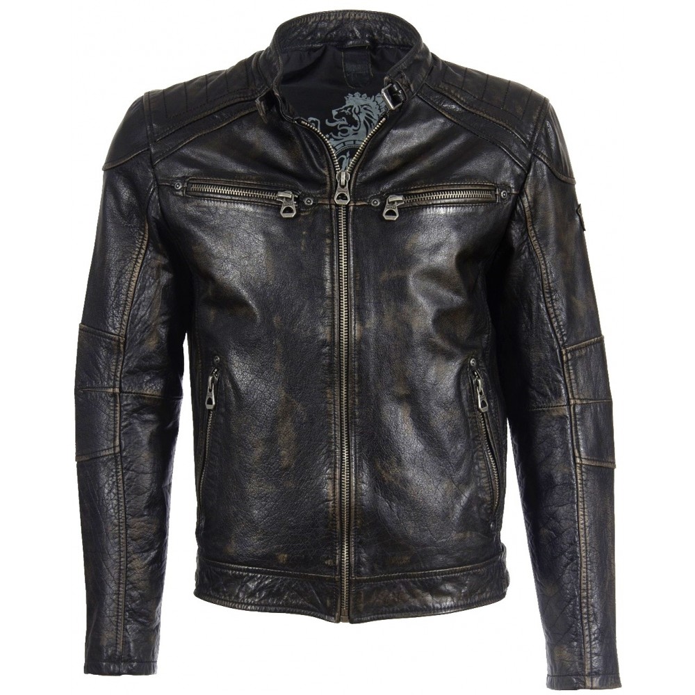 Geaca de Piele Naturala Barbati Gipsy Negru-Bej Vincent BASV Geaca de Piele Naturala Barbati Gipsy Negru-Bej Vincent BASV - readytowear.ro