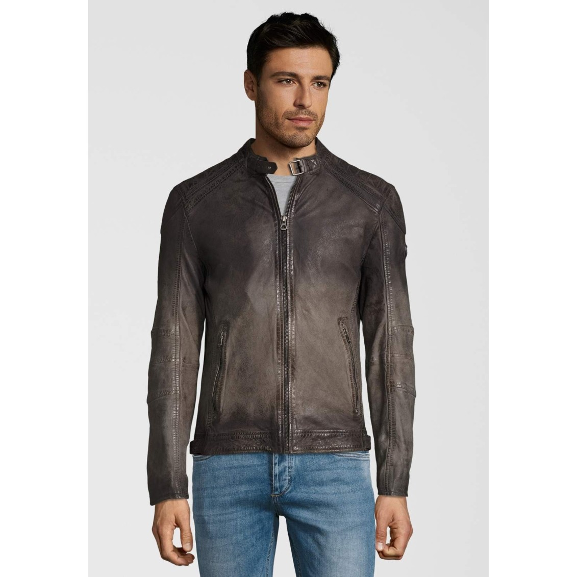 Geaca de Piele Naturala Barbati Gipsy Antracit Vincente LAMOV – IMBRACAMINTE