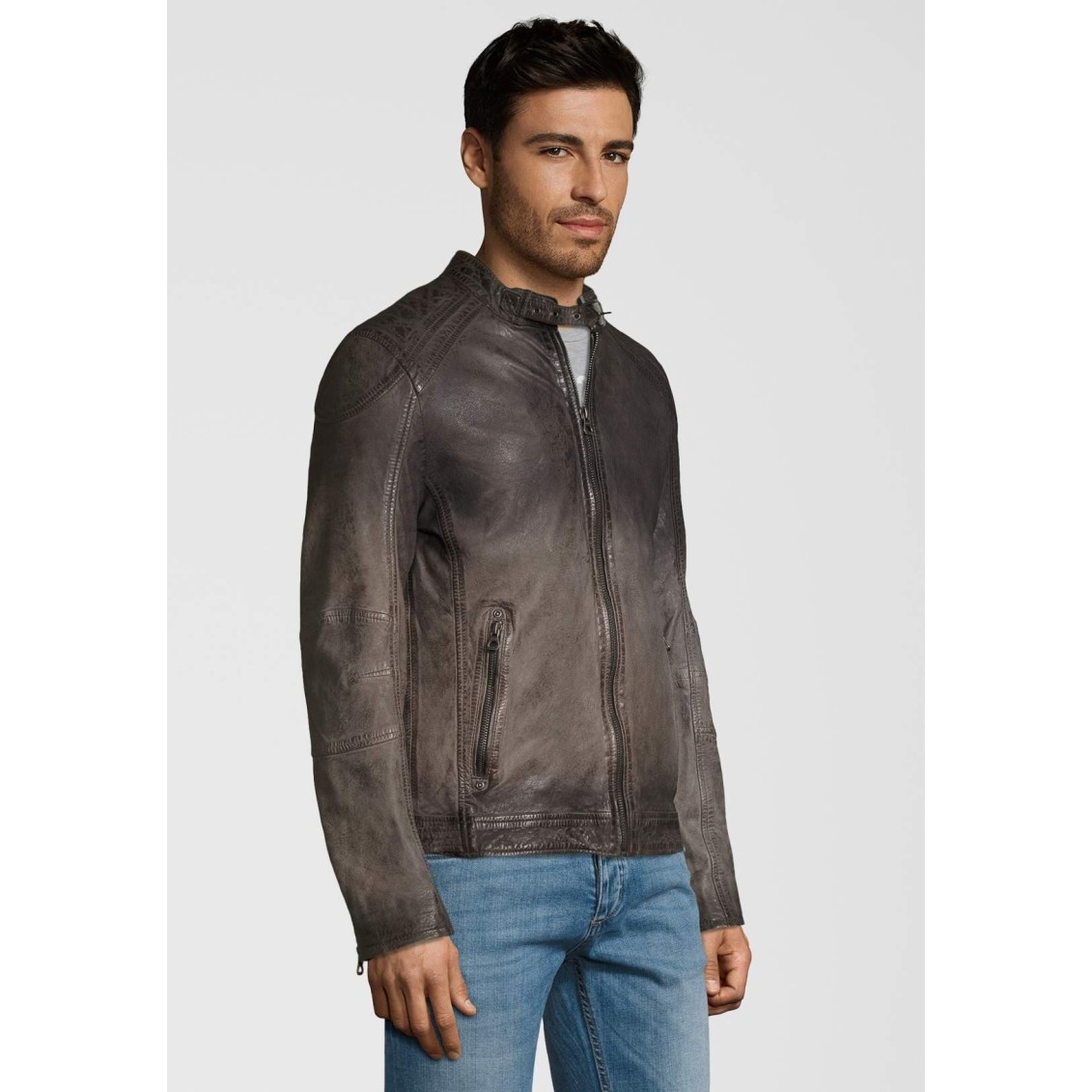 Geaca de Piele Naturala Barbati Gipsy Antracit Vincente LAMOV – IMBRACAMINTE