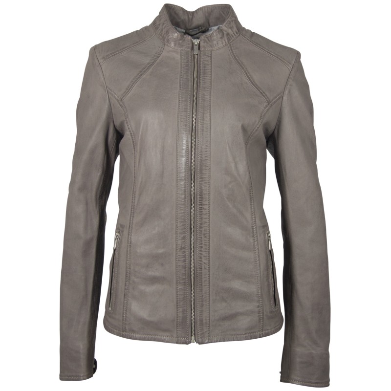 Geaca de Piele Naturala Dama Gipsy Gri Wave LNVV – IMBRACAMINTE