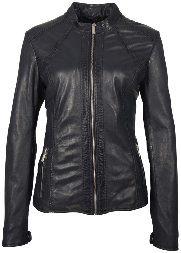 Geaca de Piele Naturala Dama Gipsy Neagra Wave LNVV – IMBRACAMINTE — fotografia 1