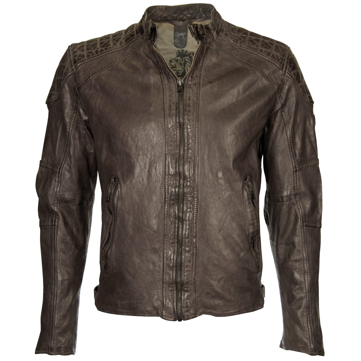 Geaca de Piele Naturala Barbati Gipsy Gri inchis Wesley LAWOV – IMBRACAMINTE