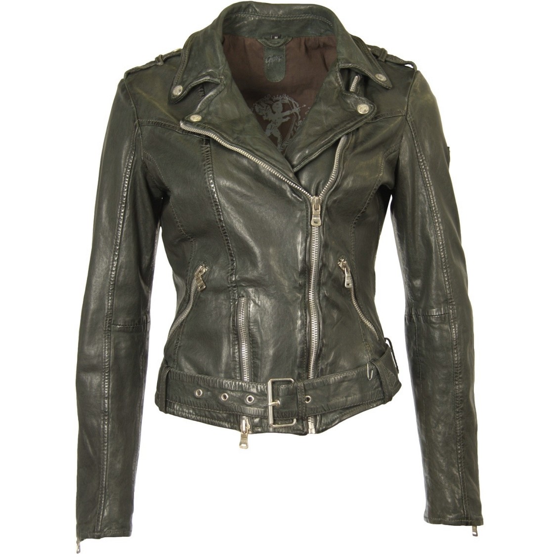 Geaca de Piele Naturala Dama Gipsy Verde-Kaki Wild LAWOV – IMBRACAMINTE