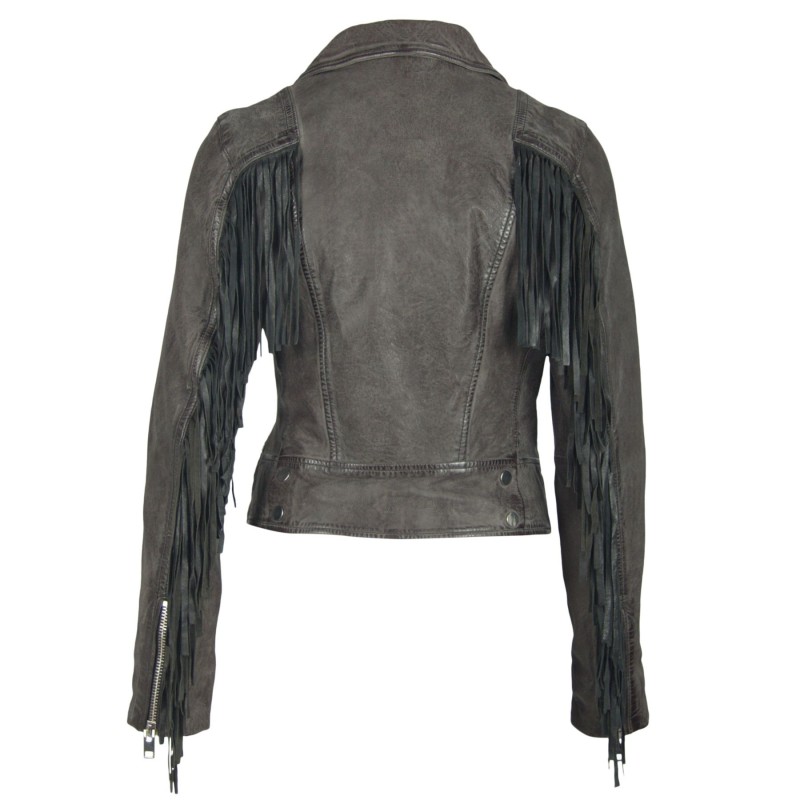 Geaca de Piele Naturala Dama Gipsy Gri Inchis Zoe SF LVWW – IMBRACAMINTE