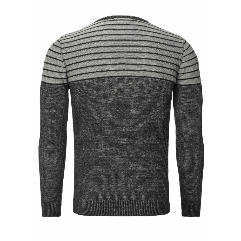 Pulover Tricotat Barbati ReRock Negru 588 geci de piele - readytowear.ro