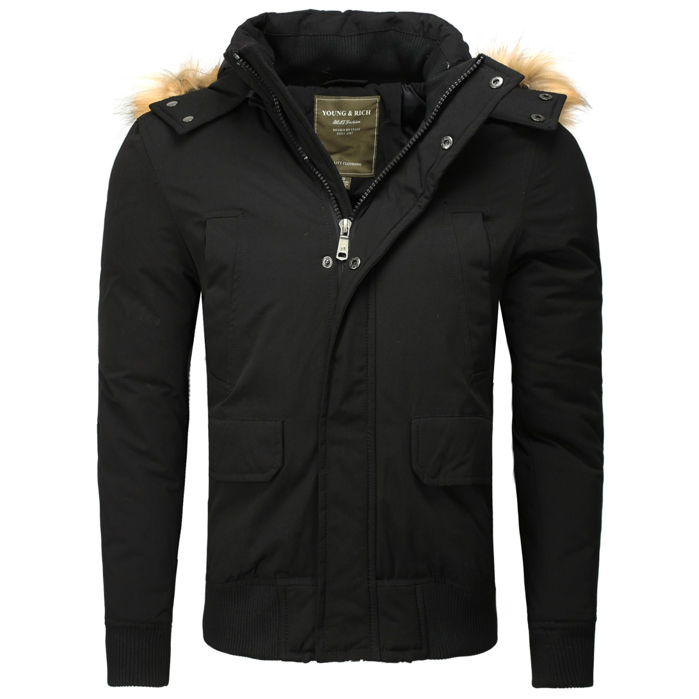 Geaca de Iarna Barbati Young & Rich Neagra 448 – Black Friday