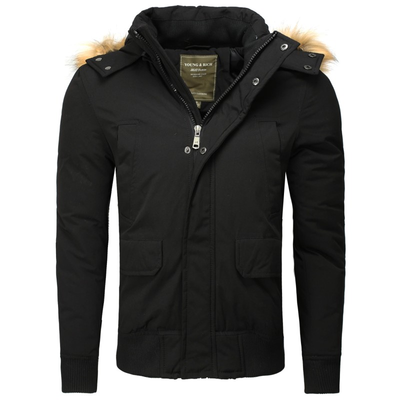 Geaca de Iarna Barbati Young & Rich Neagra 448 – Black Friday