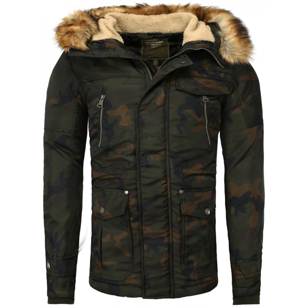 Geaca de Iarna Barbati Young & Rich Camuflaj 457 geci de piele - readytowear.ro
