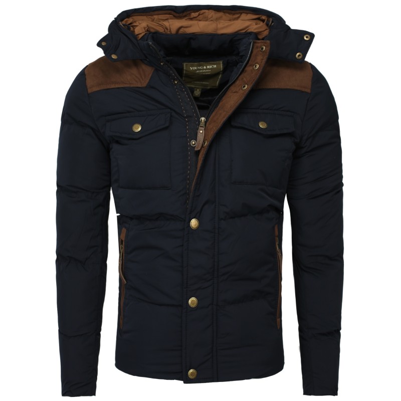 Geaca de Iarna Barbati Young & Rich Bleumarin 458 – Black Friday