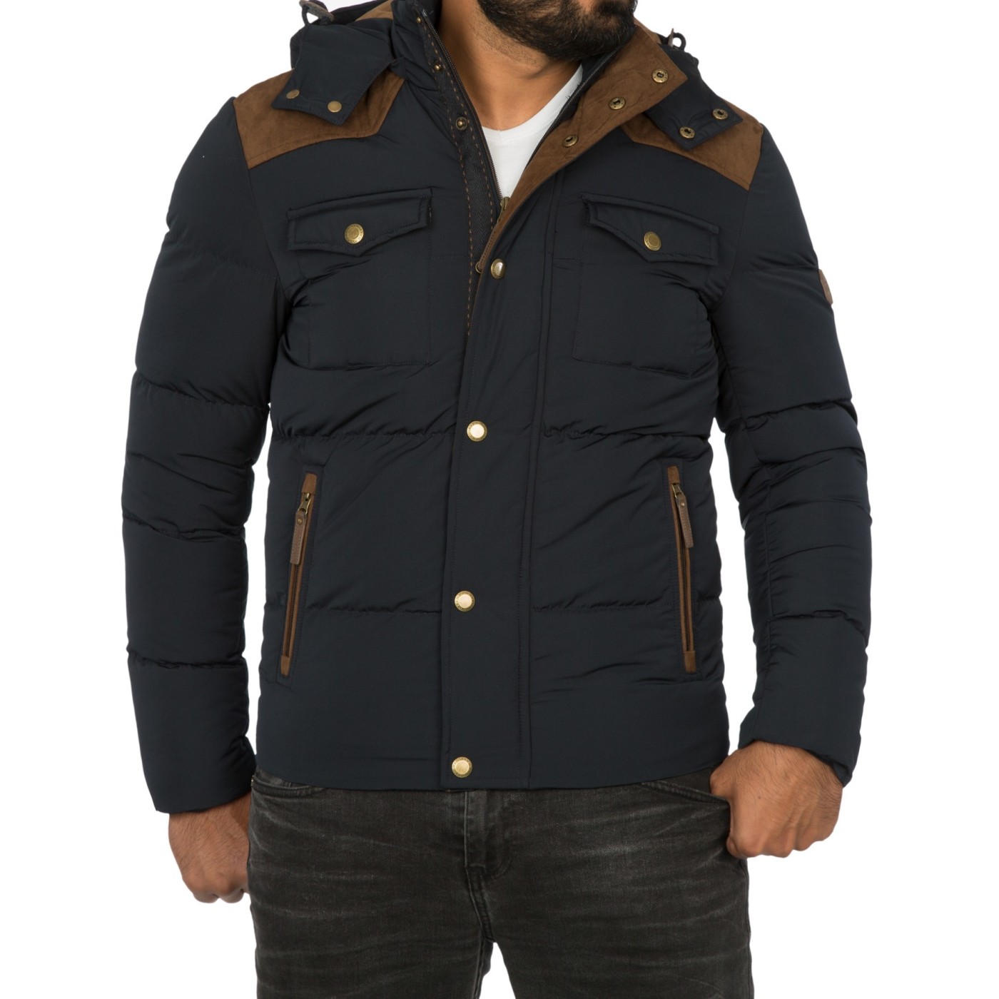 Geaca de Iarna Barbati Young & Rich Bleumarin 458 – Black Friday