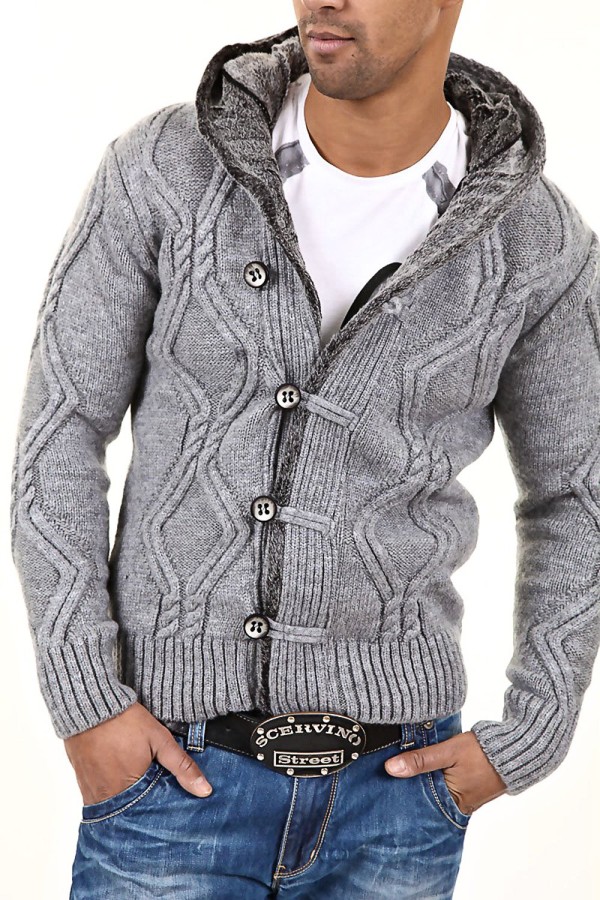 Jacheta-Cardigan Barbati Carisma Gri 7049 – IMBRACAMINTE — fotografia 1