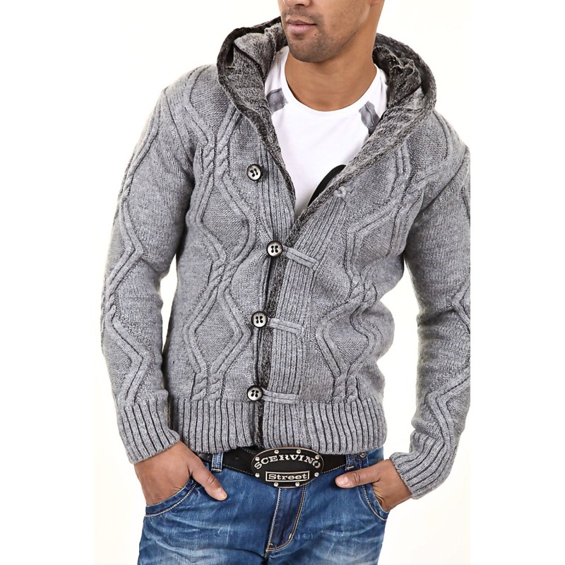 Jacheta-Cardigan Barbati Carisma Gri 7049 – IMBRACAMINTE