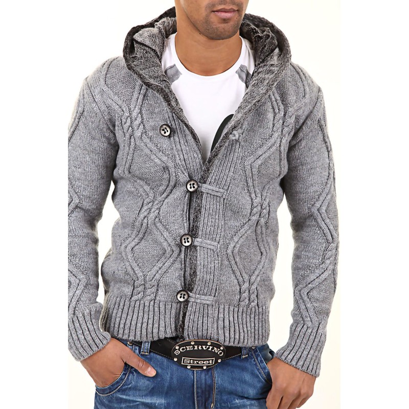 Jacheta-Cardigan Barbati Carisma Gri 7049 – IMBRACAMINTE