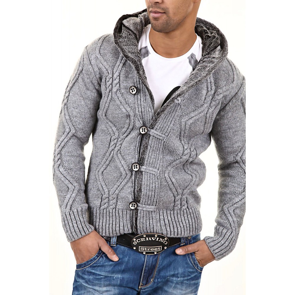 Jacheta-Cardigan Barbati Carisma Gri 7049 - readytowear