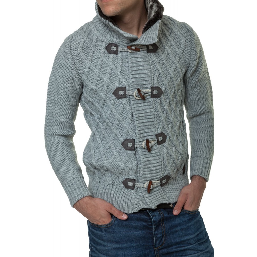 Jacheta-Pulover Tricotat Barbati Carisma Gri 7169 Jacheta-Pulover Tricotat Barbati Carisma Gri 7169 - readytowear.ro