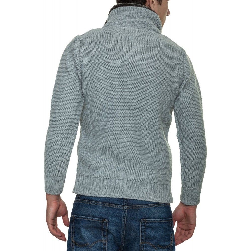 Jacheta-Pulover Tricotat Barbati Carisma Gri 7169 – IMBRACAMINTE