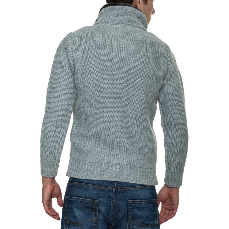 Jacheta-Pulover Tricotat Barbati Carisma Gri 7169 – IMBRACAMINTE