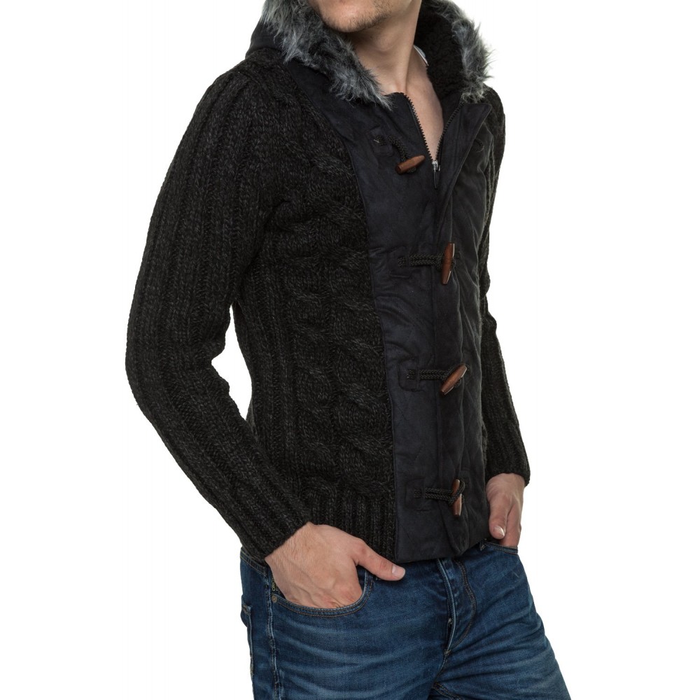 Jacheta-Pulover Tricotat Barbati Carisma Neagra 7173 Jacheta-Pulover Tricotat Barbati Carisma Neagra 7173 - readytowear.ro