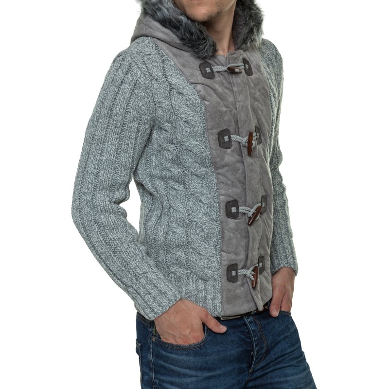 Jacheta-Pulover Tricotat Barbati Carisma Gri 7173 – IMBRACAMINTE