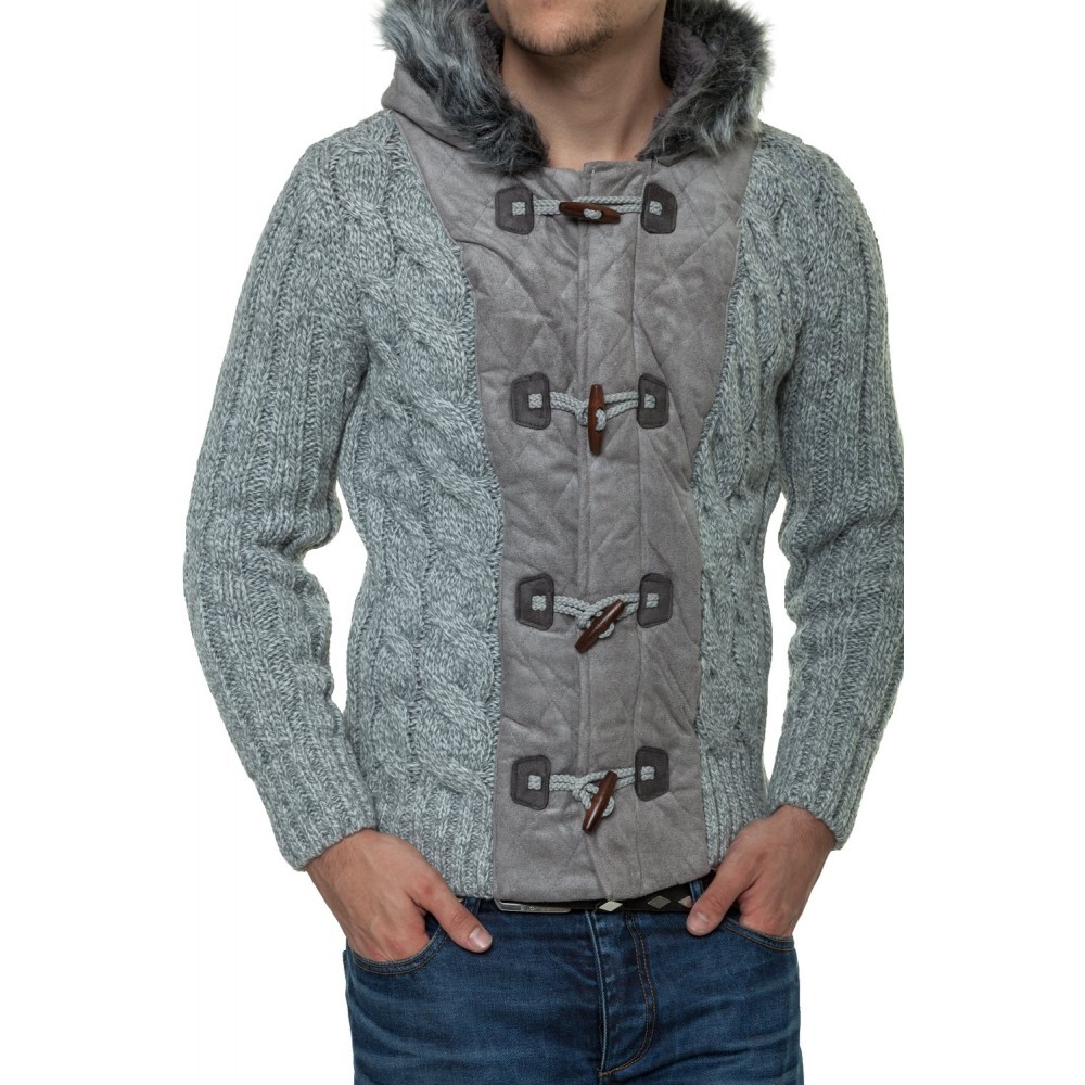 Jacheta-Pulover Tricotat Barbati Carisma Gri 7173 Jacheta-Pulover Tricotat Barbati Carisma Gri 7173 - readytowear.ro