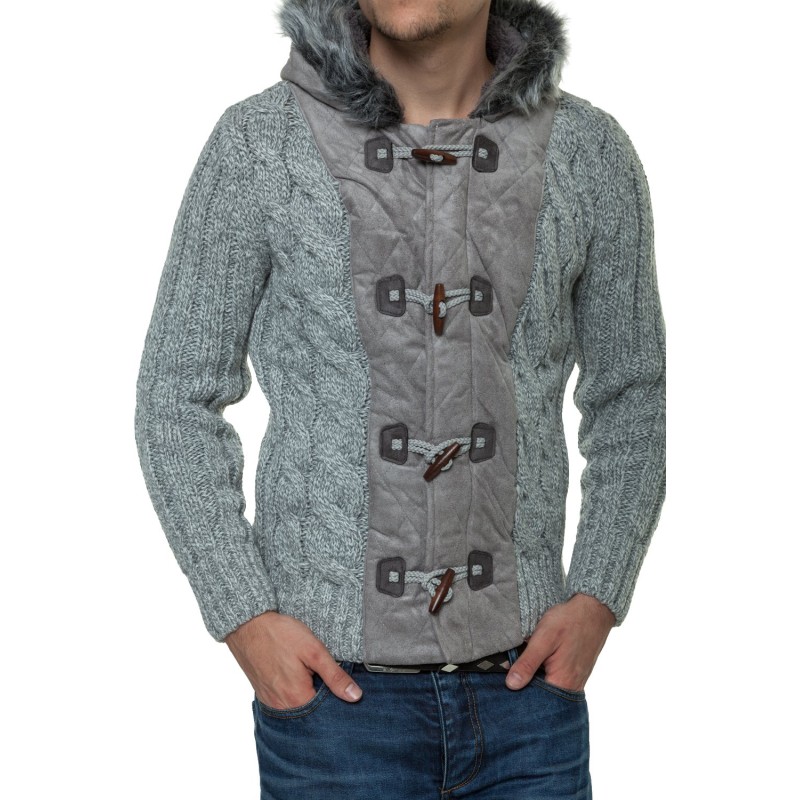 Jacheta-Pulover Tricotat Barbati Carisma Gri 7173 – IMBRACAMINTE