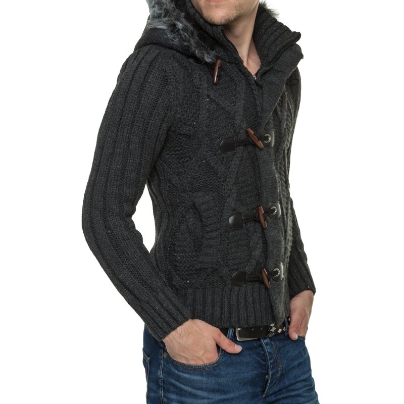 Jacheta-Pulover Tricotat Barbati Carisma Antracit 7179 – IMBRACAMINTE