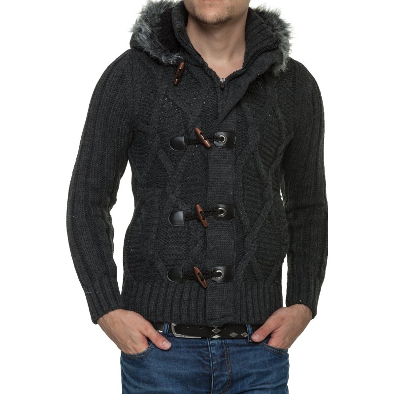 Jacheta-Pulover Tricotat Barbati Carisma Antracit 7179 – IMBRACAMINTE