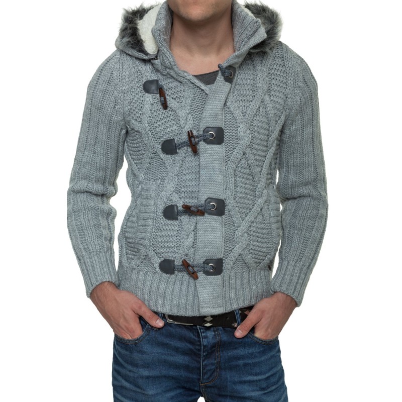 Jacheta-Pulover Tricotat Barbati Carisma Gri 7179 – Black Friday