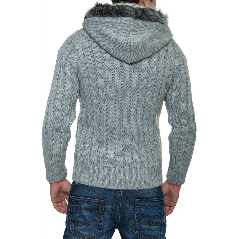 Jacheta-Pulover Tricotat Barbati Carisma Gri 7179 – IMBRACAMINTE