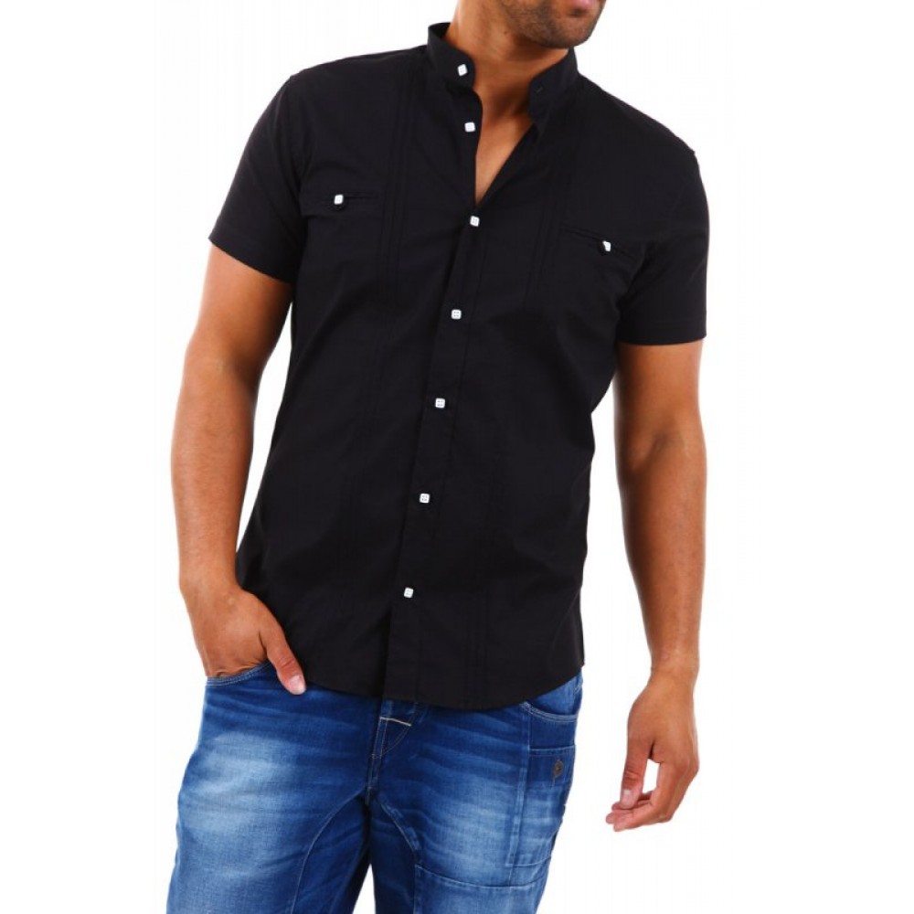 Camasa cu maneca scurta Barbati Carisma Neagra 9006 geci de piele - readytowear.ro
