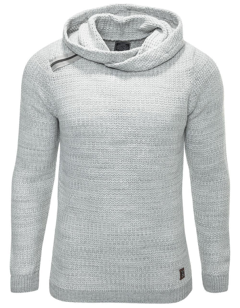 Pulover Tricotat Barbati Carisma Gri cu Gluga 7269