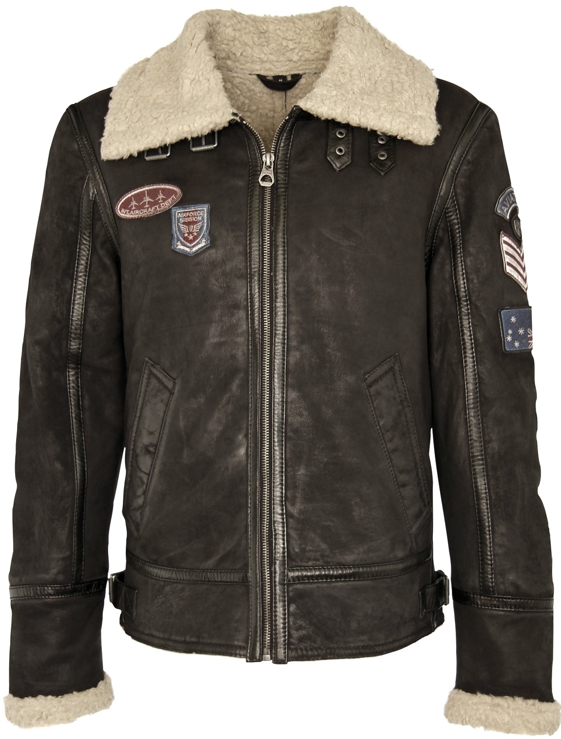 Cojoc din Piele Naturala Barbati Gipsy Negru Airforce W17 LABRAV W