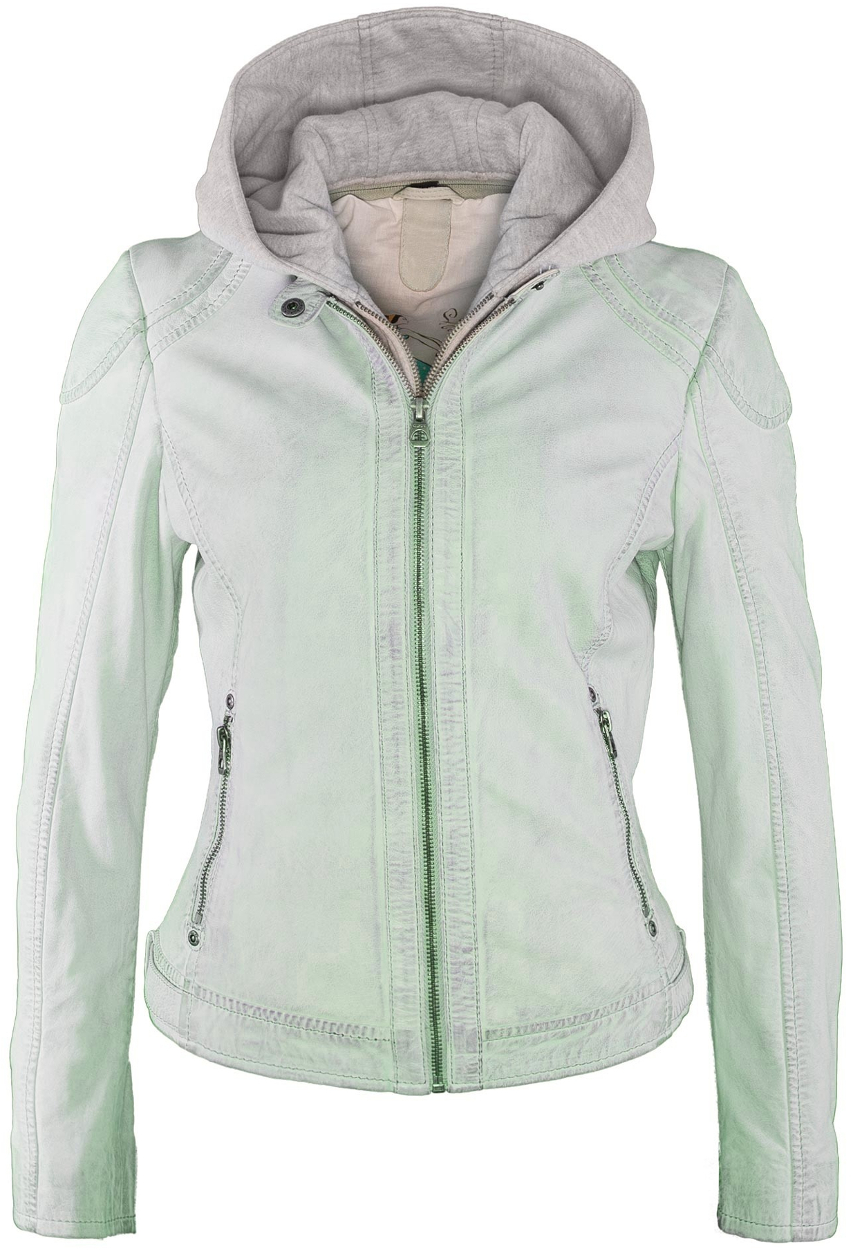 Geaca de Piele Naturala Dama Gipsy Verde Deschis Angy S18 LAMAS