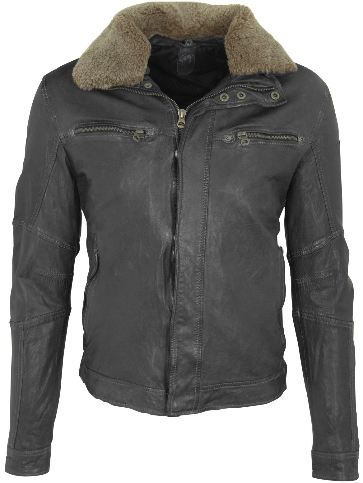 Geaca de Piele Naturala Barbati Gipsy Neagra Balton LAWOV W Geaca de Piele Naturala Barbati Gipsy Neagra Balton LAWOV W