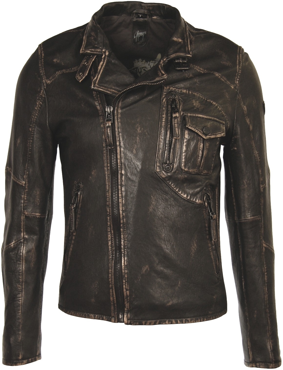 Geaca de Piele Naturala Barbati Gipsy Negru-Bej Harlow SF NSLROV