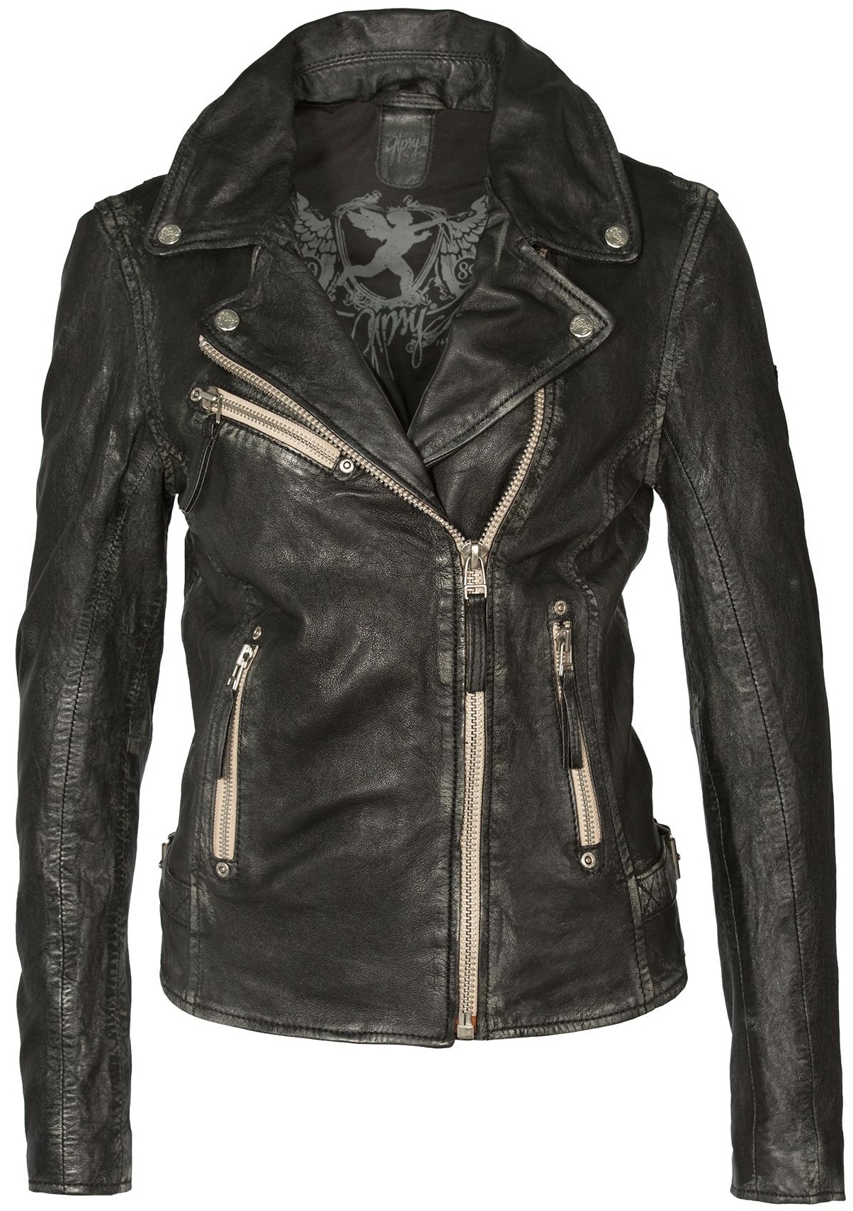 Geaca de Piele Naturala Dama Gipsy Neagra PGG LULV