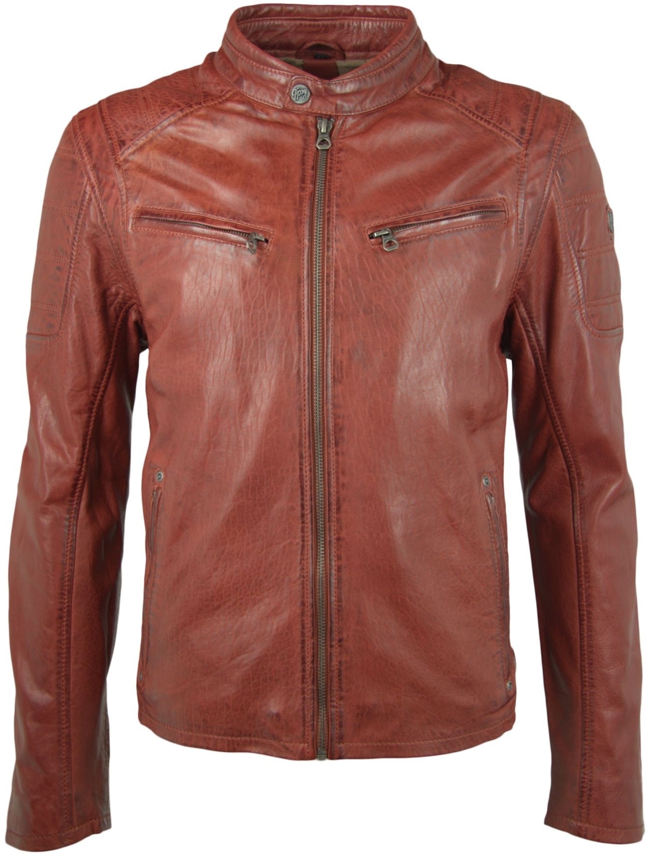 Geaca de Piele Naturala Barbati Gipsy Paprika Riley 2 NSLBV